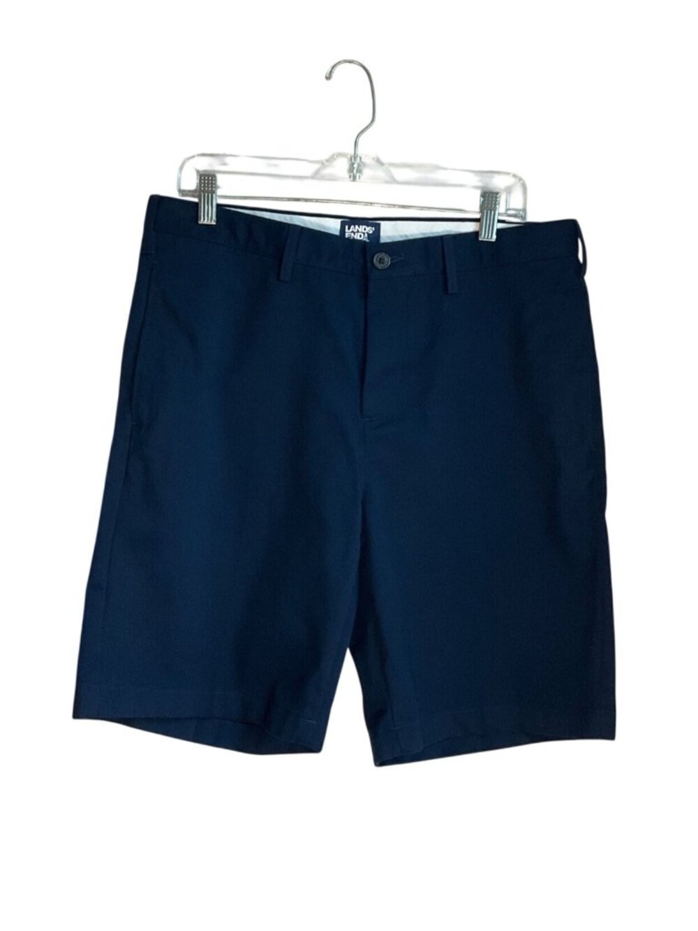 Lands' End Mens Sz 33 Navy Blue Cotton Traditional Fit Shorts Casual Preppy